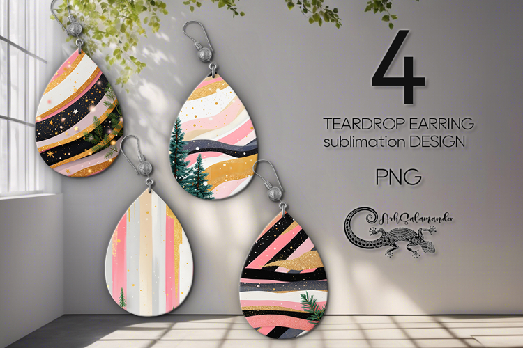 Christmas Milky Way | 4 Teardrop earring Sublimation designs