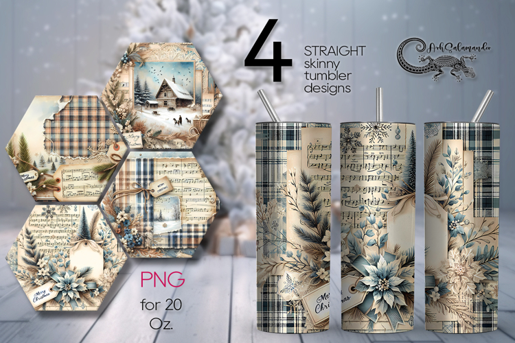 Vintage Christmas | 4 xmas Sublimation Tumbler Designs