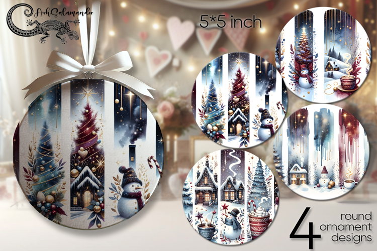 Christmas brushstroke | round ornaments sublimation design