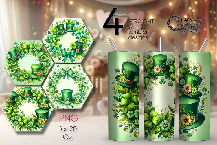 St. Patricks day clover | 4 tumbler sublimation designs P