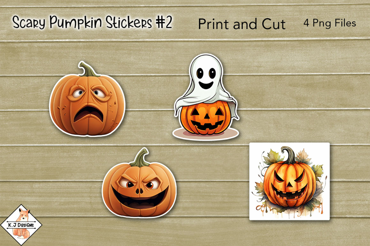Scary Halloween Pumpkin Stickers #2 | Print and Cut