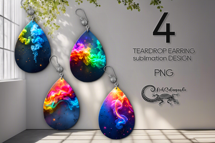 Abstract rainbow background | 4 Teardrop earring sublimation