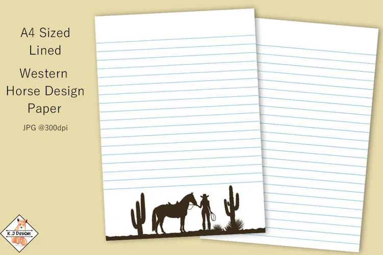 A4 Digital lined Western Horse Design Paper
