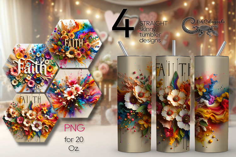 Christian cross & flowers | Faith Skinny tumbler designs PL