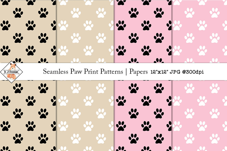 Seamless Paw Print Patterns | Digital Papers