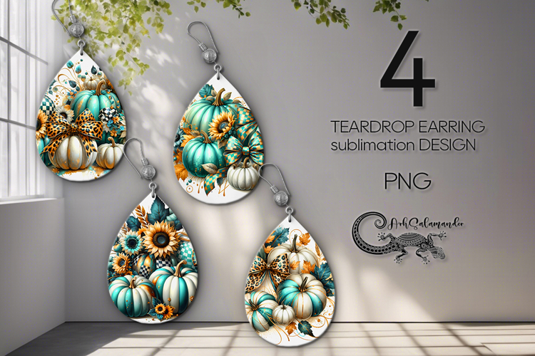 Pumpkin season | fall Teardrop Earring Sublimation design PL