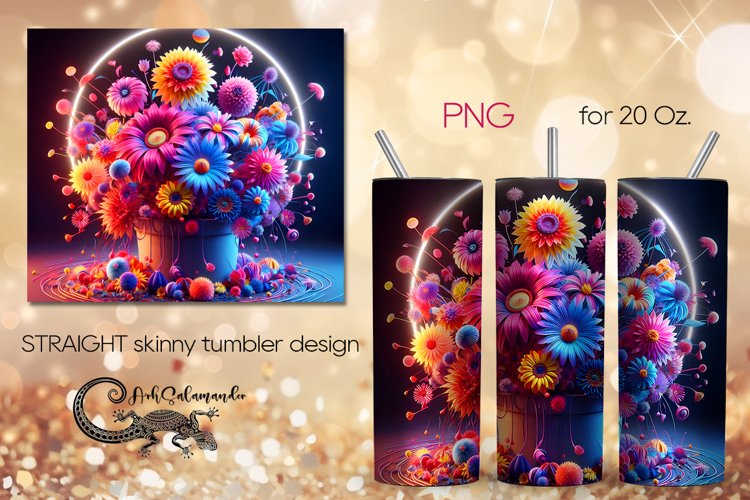 Flowers fantasy| modern skinny tumbler Sublimation design PL
