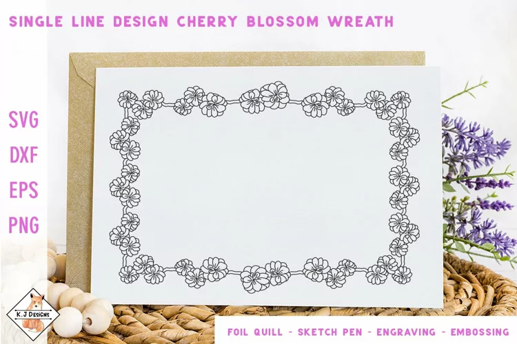 Cherry Blossom Border SVG Foil Quill | Single Line Designs