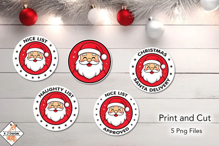 Christmas Happy Santa Stickers | Print and Cut