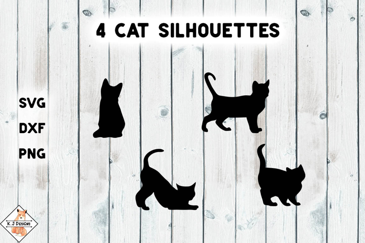 Cat Silhouettes SVG DXF PNG
