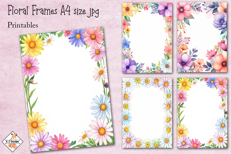 Floral Frame printable papers JPG