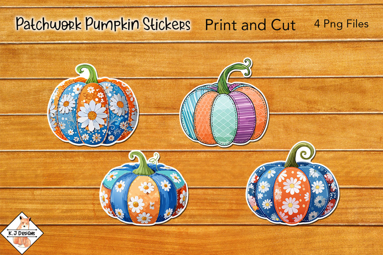 Patchwork Pumpkin Stickers | Print and Cut
