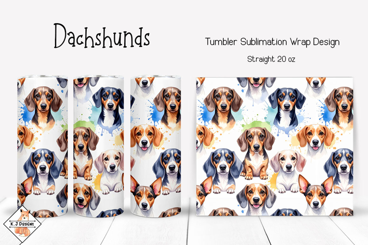 Dachshund Dogs Sublimation Tumbler Wrap Design