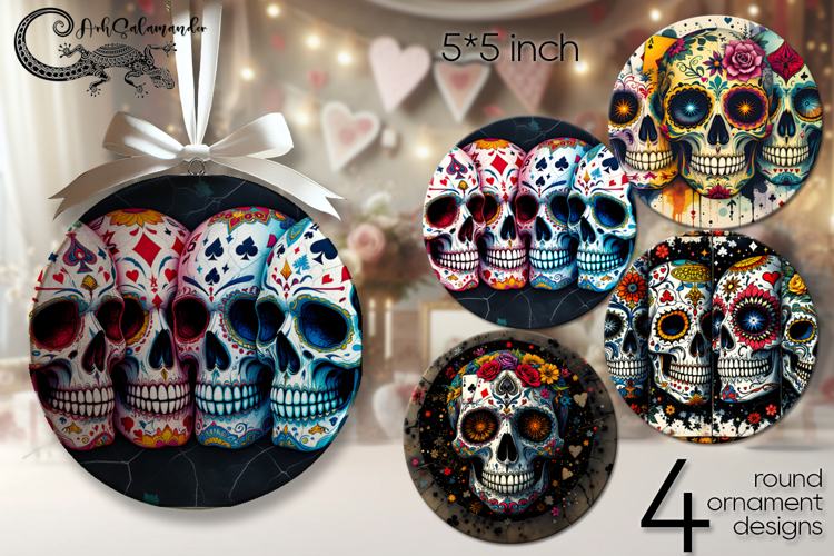 Sugar skulls | gothic round ornaments sublimation PL