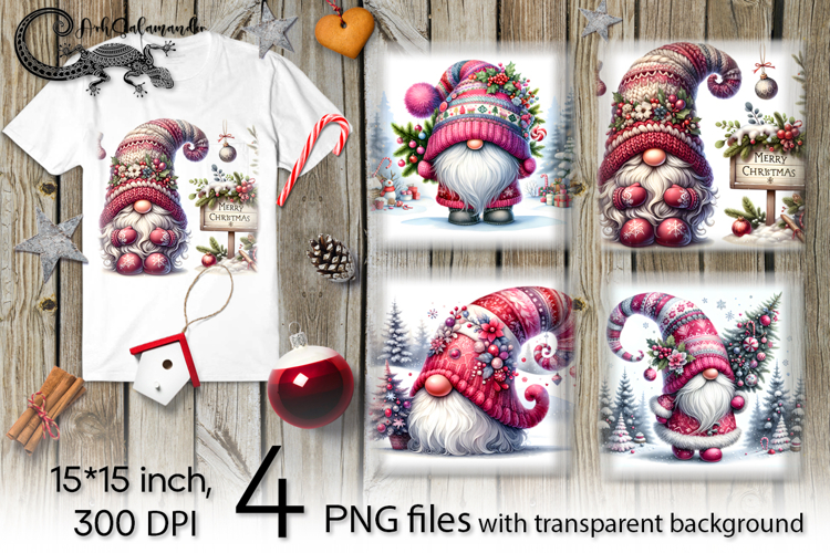 Christmas Gnome | 4 PNG Sublimation designs