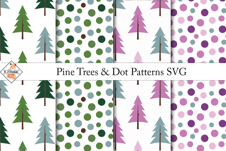Seamless Pine Trees   Dot Patterns SVG