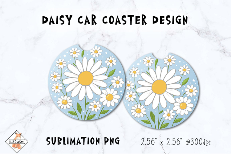 Daisy Car Coaster Sublimation Design