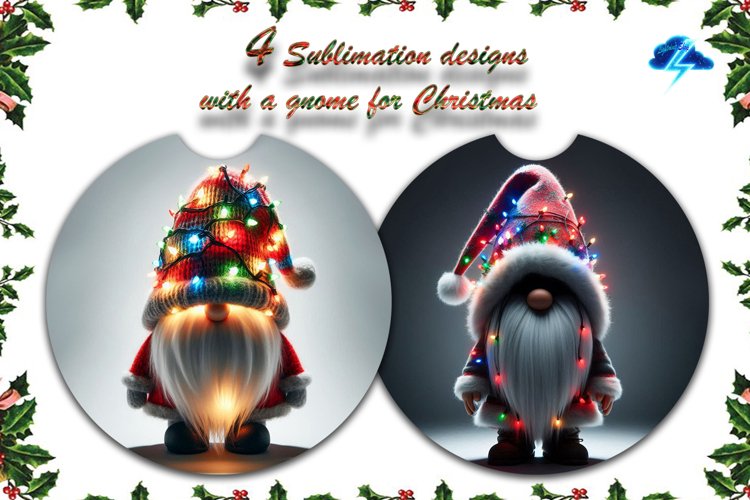 Car Coasters | 4 designs with a gnome for Christmas, PNG example image 1