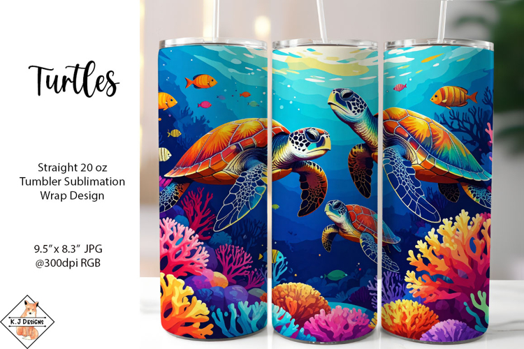 Sea Turtles #2 Tumbler Sublimation Wrap Design