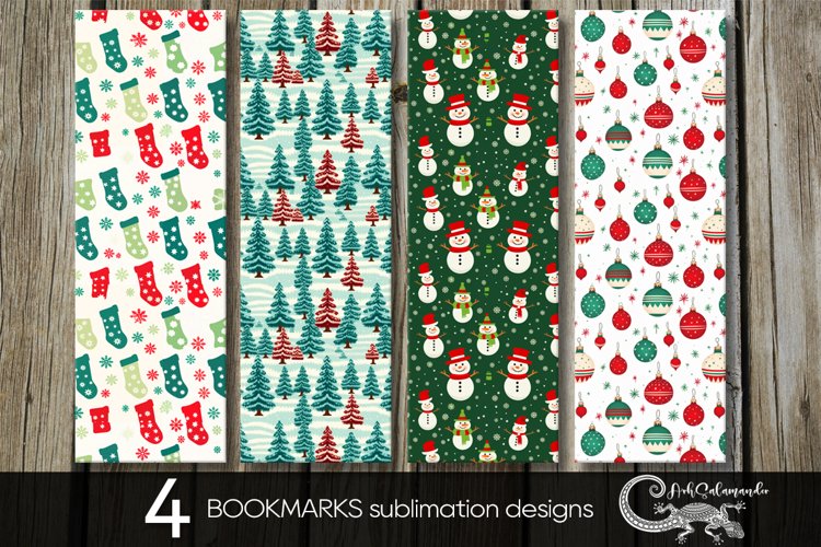 Christmas pattern | Xmas bookmarks sublimation design PLUS example image 1