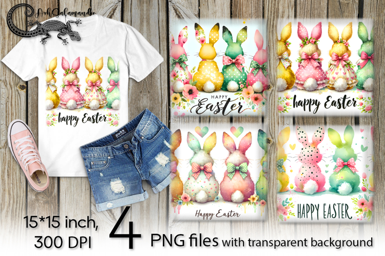 Easter rabbit | 4 spring PNG Sublimation designs