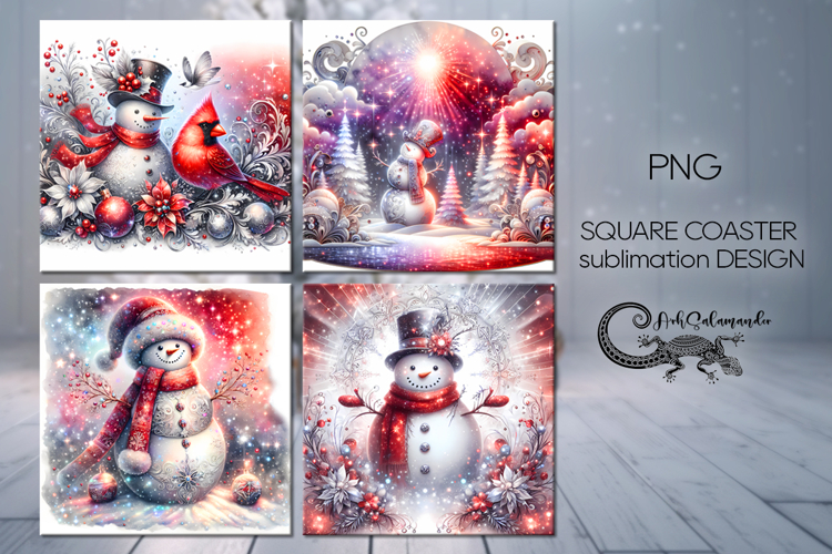 Cute Snowman | retro square coaster sublimation designs P