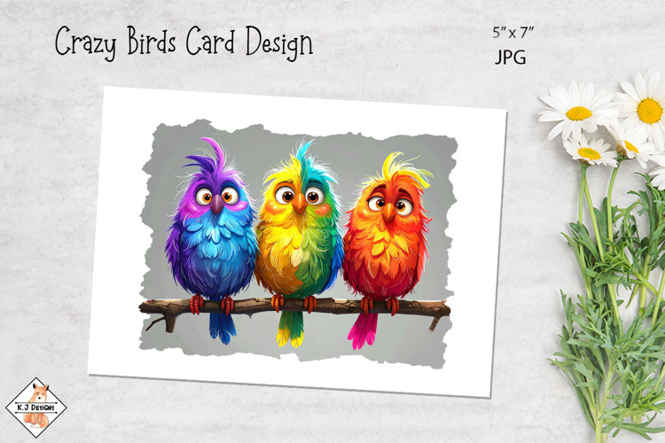 Crazy Birds Card Design| Printables