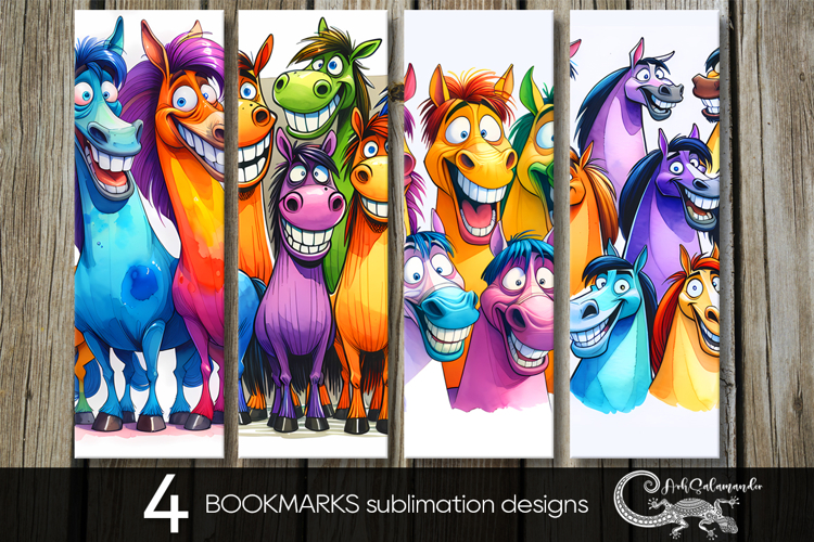 Funny animals | 4 cartoon bookmarks sublimation designs