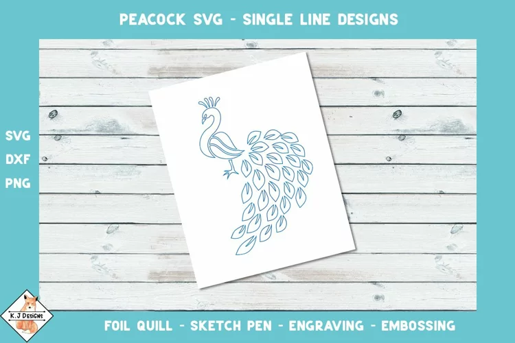 Peacock SVG for Foil Quill | Single Line Designs
