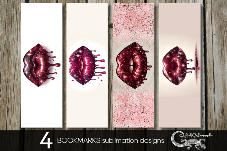 Valentine lips | 4 love bookmarks sublimation designs P