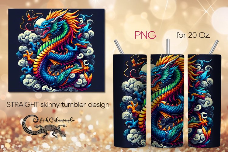 Chinese dragon | Skinny tumbler sublimation design PLUS