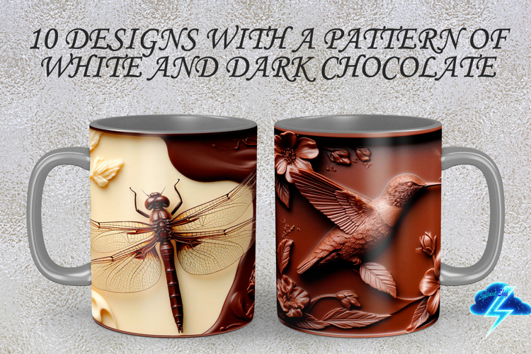 Mugs I 10 designs of white and dark chocolate, JPG