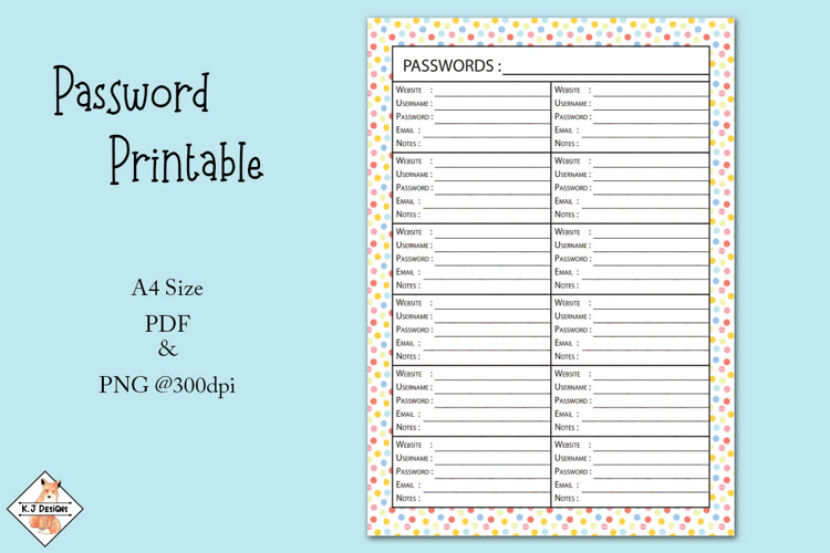 Password Printable Sheet PDF