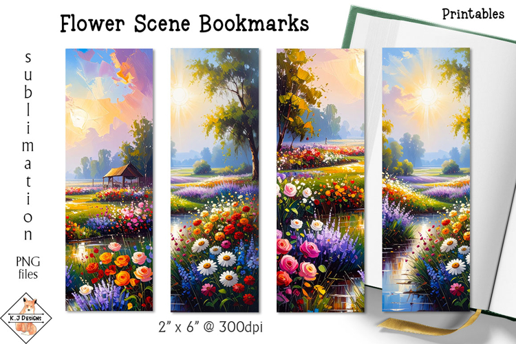 Flower Scene Bookmark Designs | Printables