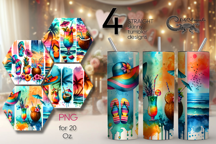 BeachLife | tropical Skinny Tumbler Sublimation design PLUS