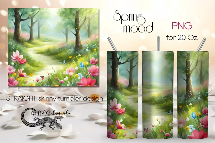 Spring landscape | Skinny tumbler Sublimation design PLUS