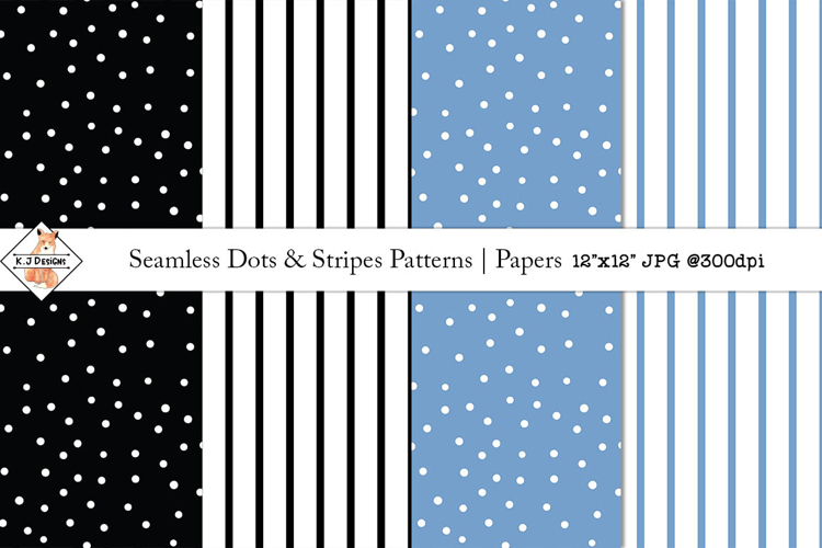 Seamless Dots & Stripes Patterns | Digital Papers