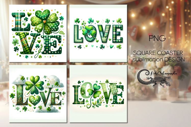 St. Patricks day vibes | 4 square coaster sublimation P