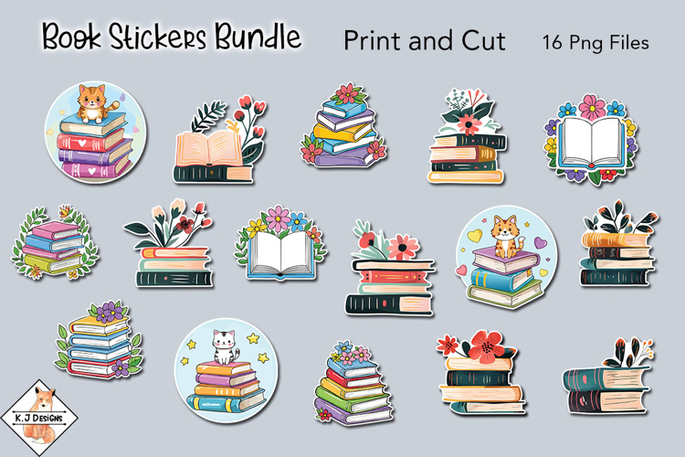 Book Stickers Bundle | Print and Cut