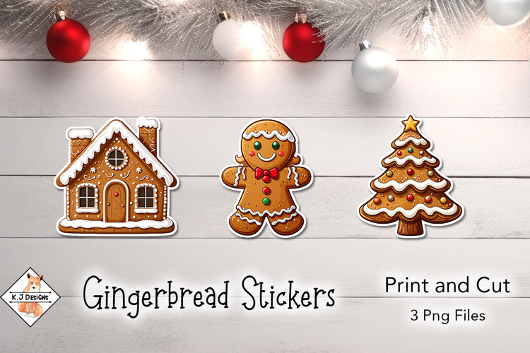 Gingerbread Christmas Stickers | Print and Cut