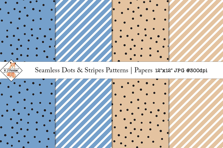 Seamless Dots & Stripes Patterns | Digital Papers
