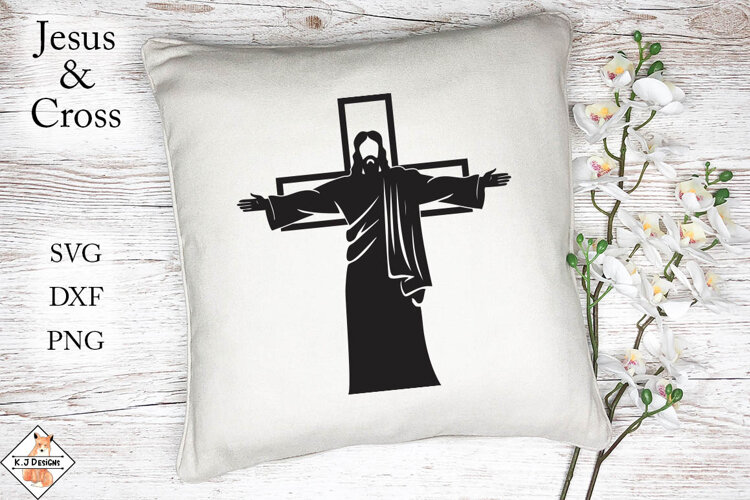 Jesus & Cross silhouette SVG example image 1
