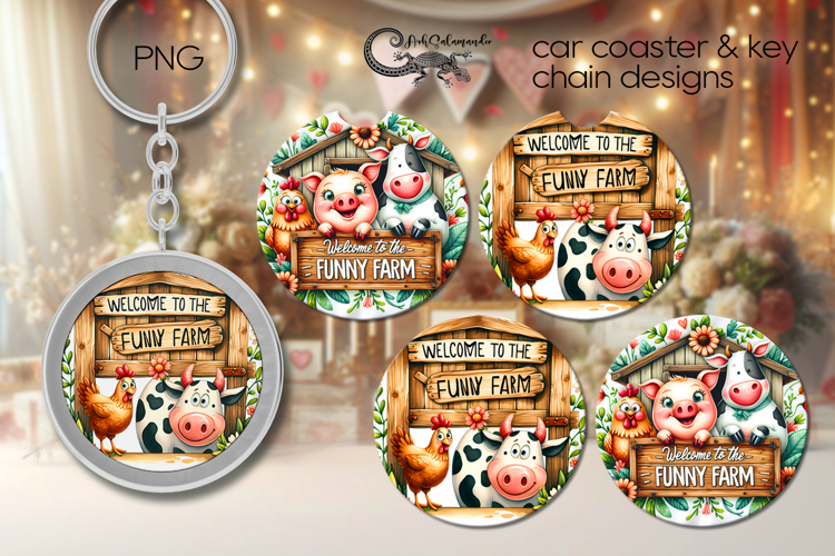 Funny farm | farmhouse Sublimation car coaster   key chain P
