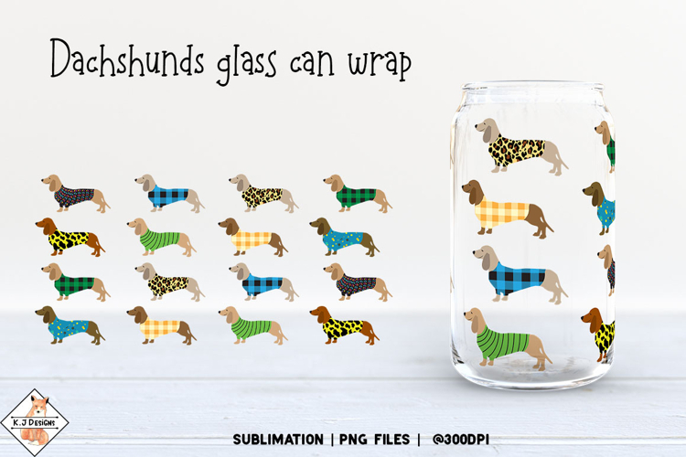 Dachshunds Beer Glass Can Wrap | Dog Designs