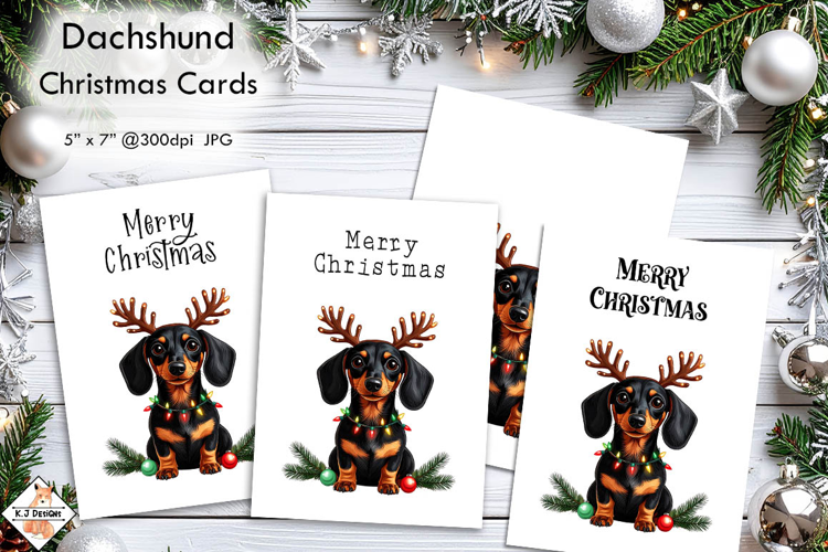 Dachshund Christmas card design printables