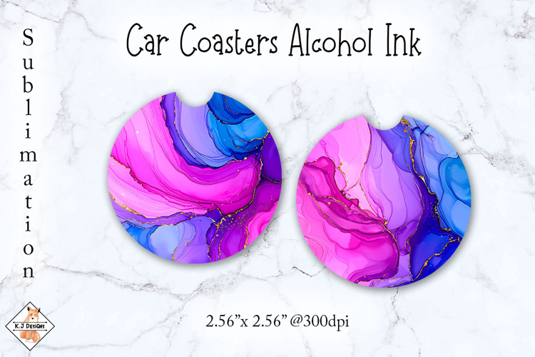 Car Coasters Alcohol Ink Sublimation Designs