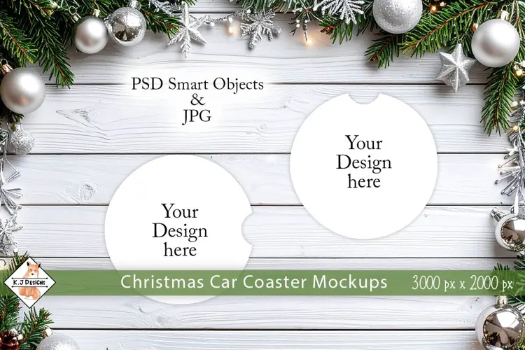 Christmas Car Coaster Mockup