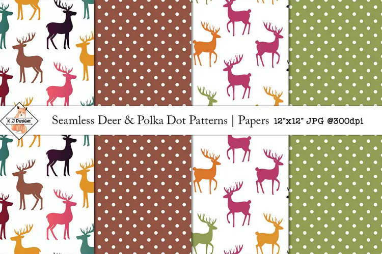 Seamless Deer & Polka Dot Patterns - Paper