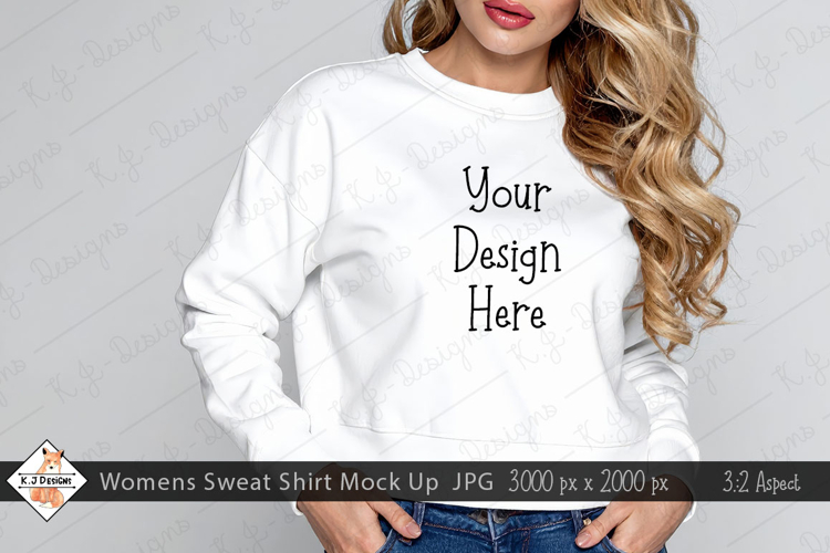 Blonde Lady White Sweat Shirt mock up jpg