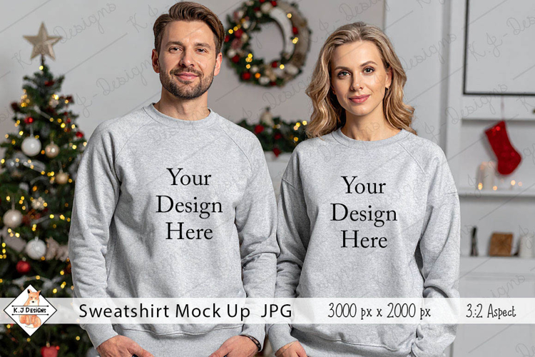 Christmas Man & Ladies Sweatshirt mock up jpg example image 1